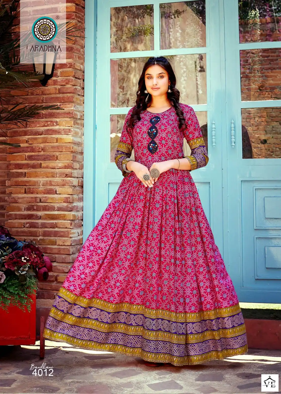 Aradhna Bandhani Vol 4 Rayon Wholesale Long Gown Catalog — Wholesale Kurtis, MPA wholesale from Surat - Gallery Image 12