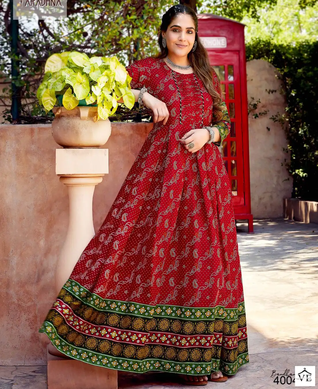 Aradhna Bandhani Vol 4 Rayon Wholesale Long Gown Catalog — Wholesale Kurtis, MPA wholesale from Surat — view 1
