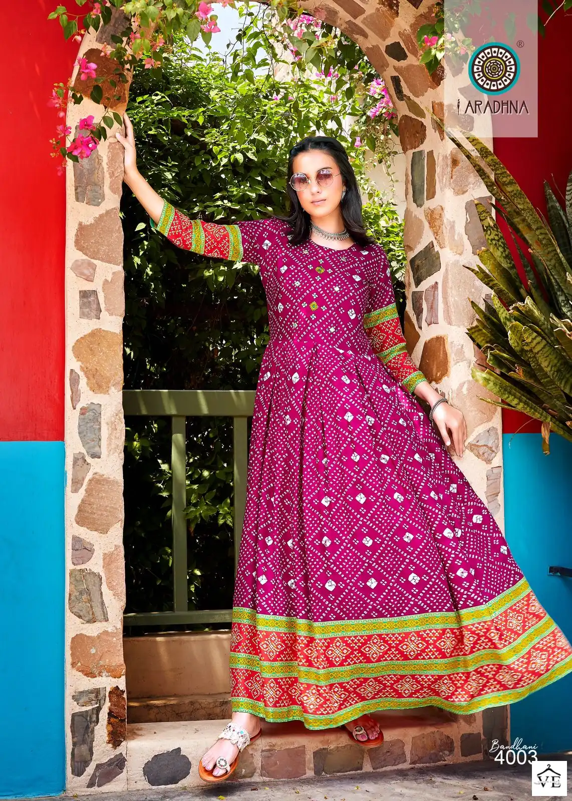 Aradhna Bandhani Vol 4 Rayon Wholesale Long Gown Catalog — Wholesale Kurtis, MPA wholesale from Surat - Gallery Image 4