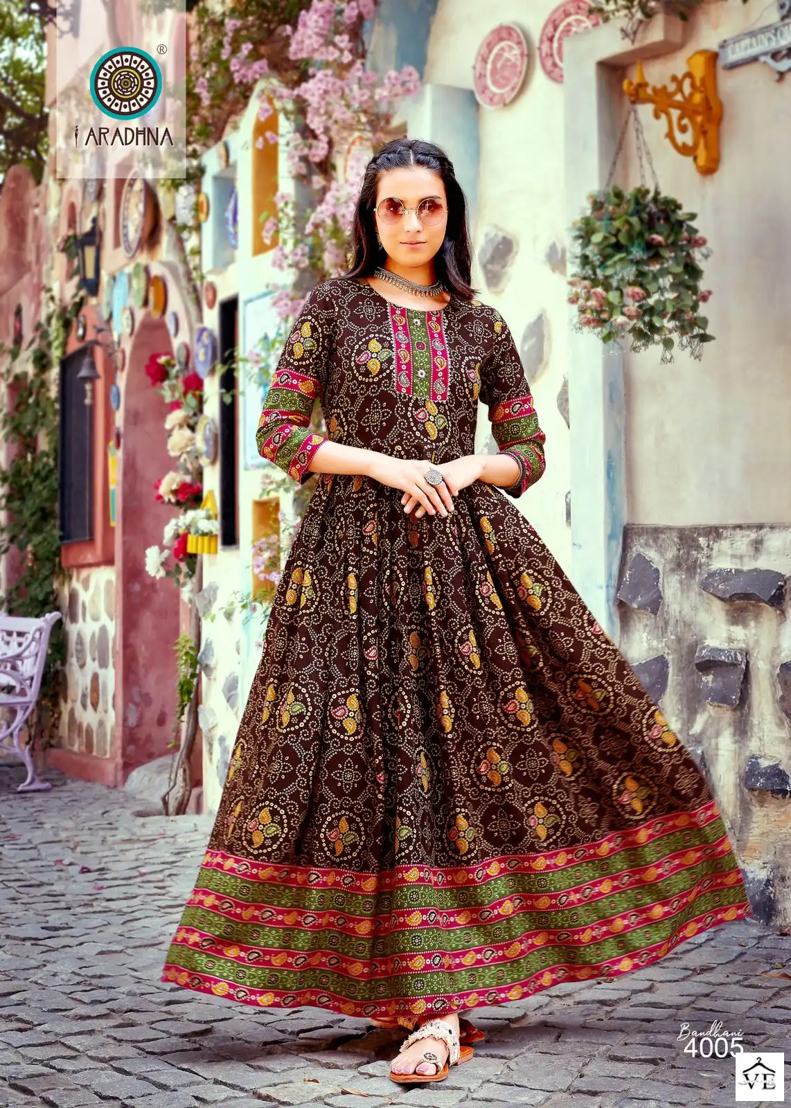 Aradhna Bandhani Vol 4 Rayon Wholesale Long Gown Catalog — Wholesale Kurtis, MPA wholesale from Surat - Gallery Image 5