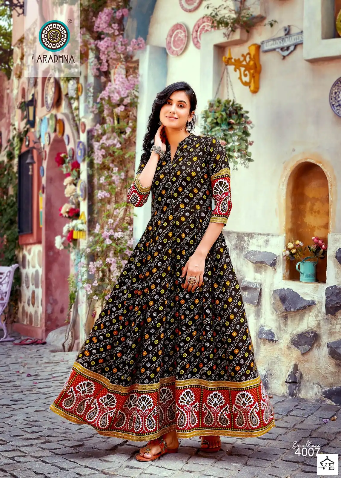 Aradhna Bandhani Vol 4 Rayon Wholesale Long Gown Catalog — Wholesale Kurtis, MPA wholesale from Surat - Gallery Image 6