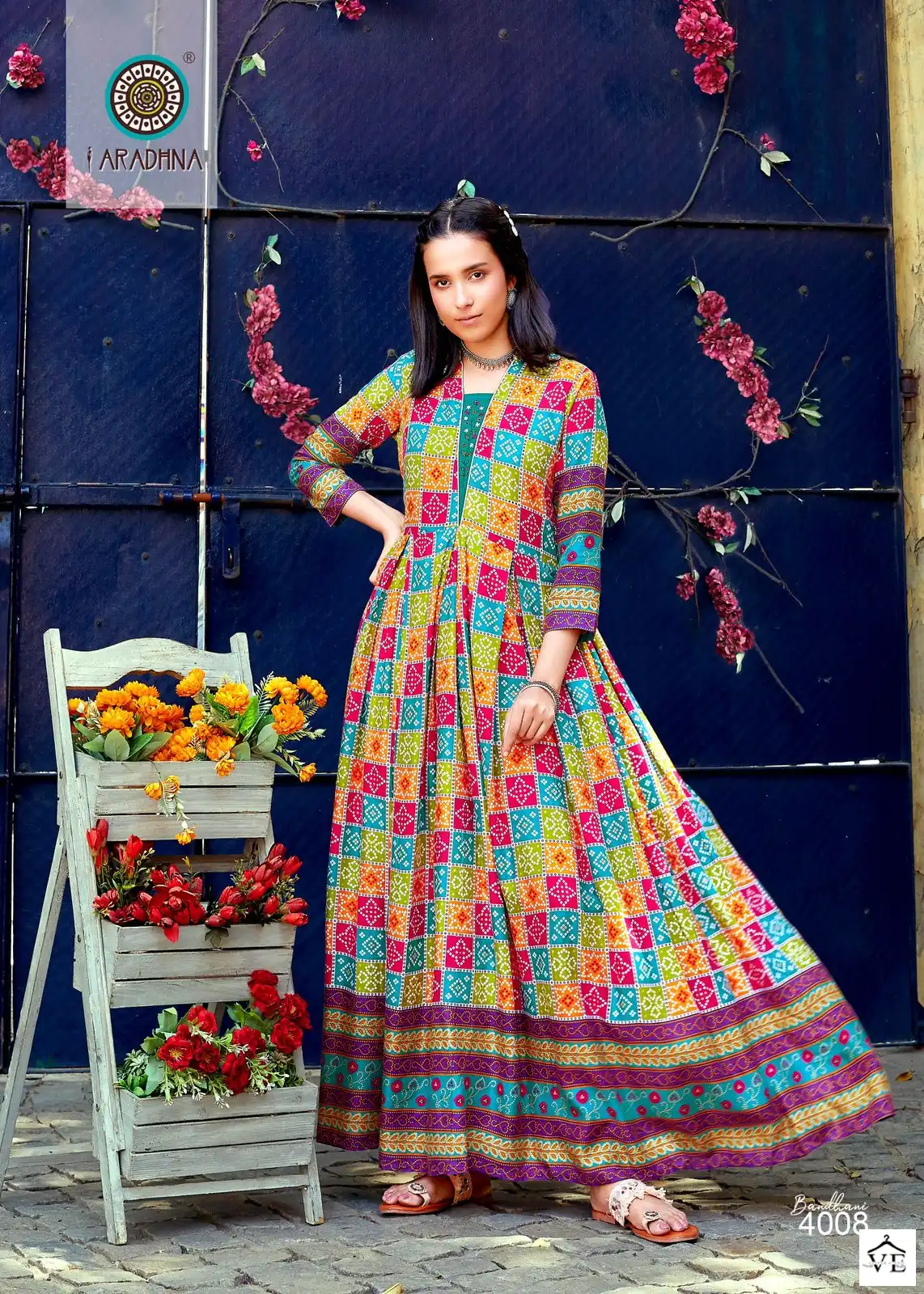 Aradhna Bandhani Vol 4 Rayon Wholesale Long Gown Catalog — Wholesale Kurtis, MPA wholesale from Surat - Gallery Image 8