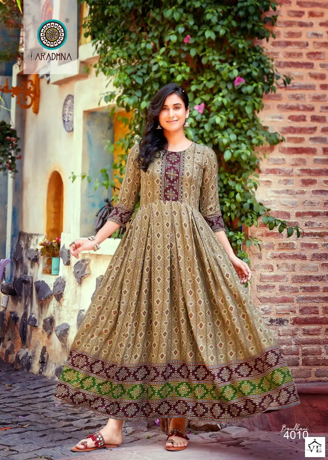 Aradhna Bandhani Vol 4 Rayon Wholesale Long Gown Catalog — Wholesale Kurtis, MPA wholesale from Surat - Gallery Image 9