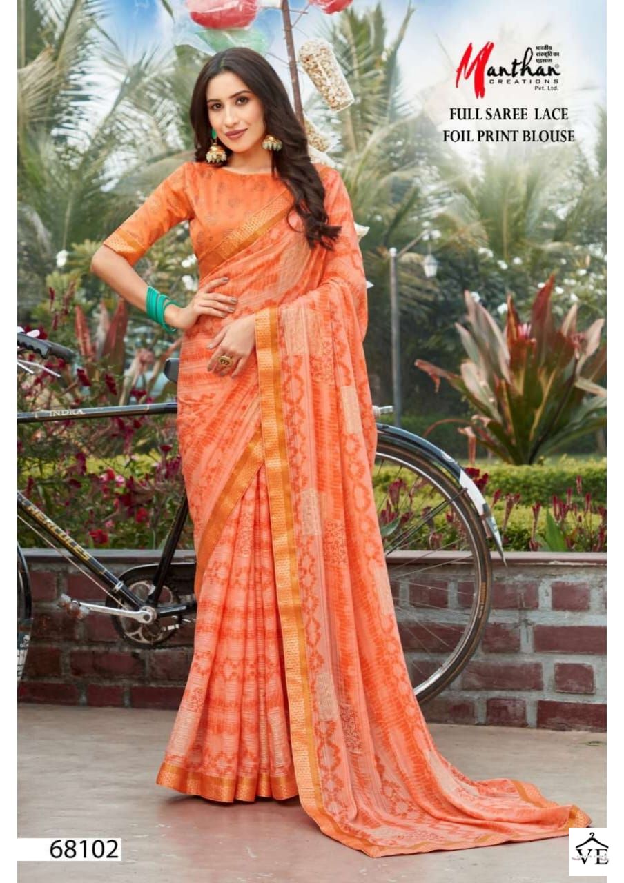 Manthan Betaab Affron Plain Wholesale Saree Catalog — Wholesale Sarees, MPA wholesale from Surat - Gallery Image 4