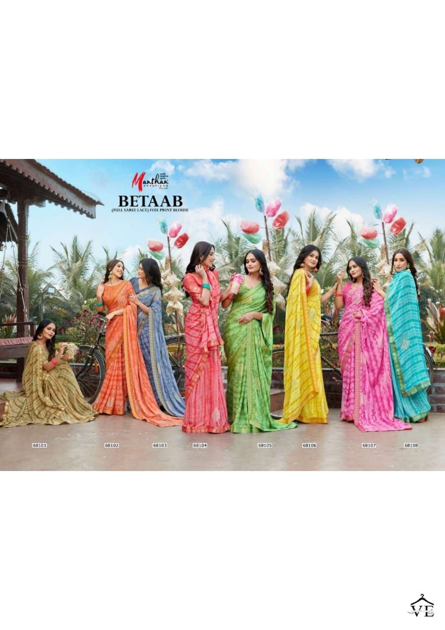 Manthan Betaab Affron Plain Wholesale Saree Catalog — Wholesale Sarees, MPA wholesale from Surat — view 10