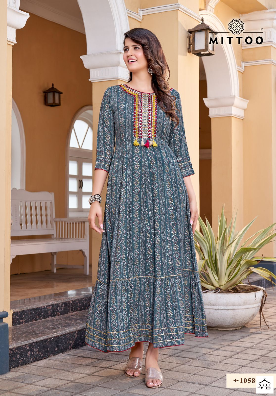 Mittoo Bindi Vol 2 Rayon Wrinkle Wholesale Long Gown Catalog — Wholesale Kurtis, MPA wholesale from Surat - Gallery Image 2