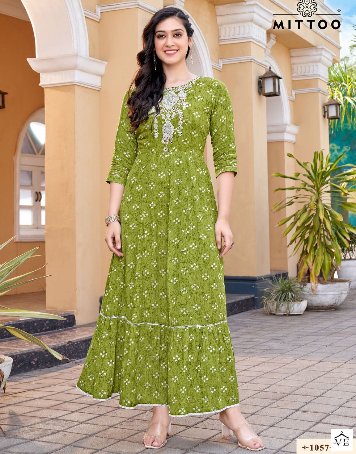 Mittoo Bindi Vol 2 Rayon Wrinkle Wholesale Long Gown Catalog — Wholesale Kurtis, MPA wholesale from Surat — view 1