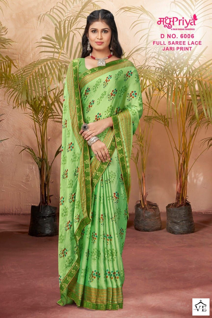 Madhupriya Black Berry D.No 6006 P C Moss Chiffon Wholesale Sarees Catalog — Wholesale Sarees, MPA wholesale from Surat — view 2