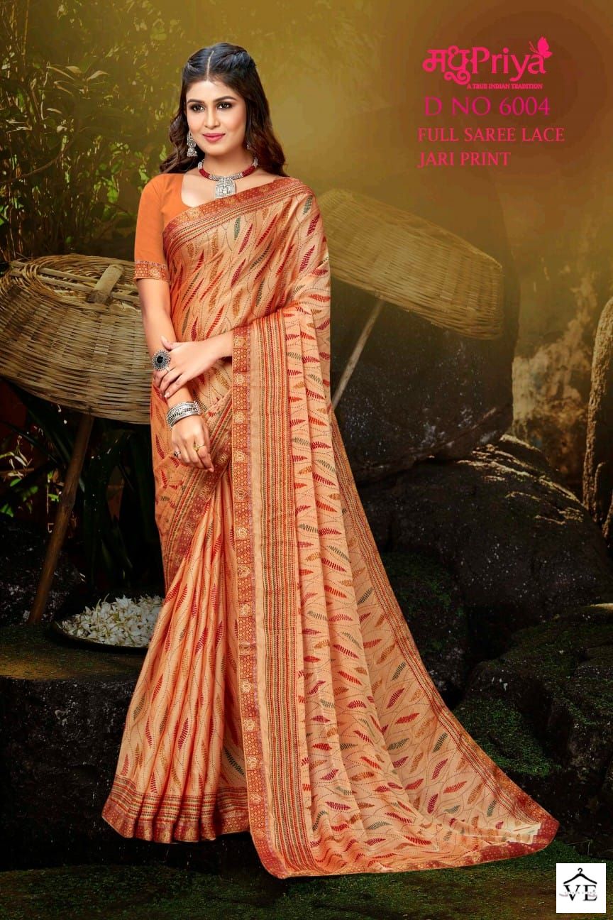 Madhupriya Black Berry D.No 6004 P C Moss Chiffon Wholesale Sarees Catalog — Wholesale Sarees, MPA wholesale from Surat — view 2