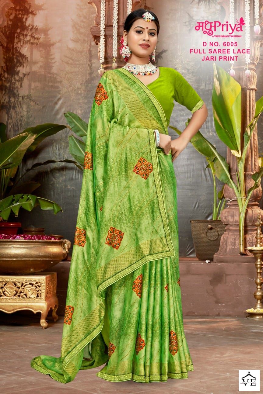 Madhupriya Black Berry D.No 6005 P C Moss Chiffon Wholesale Sarees Catalog — Wholesale Sarees, MPA wholesale from Surat — view 3