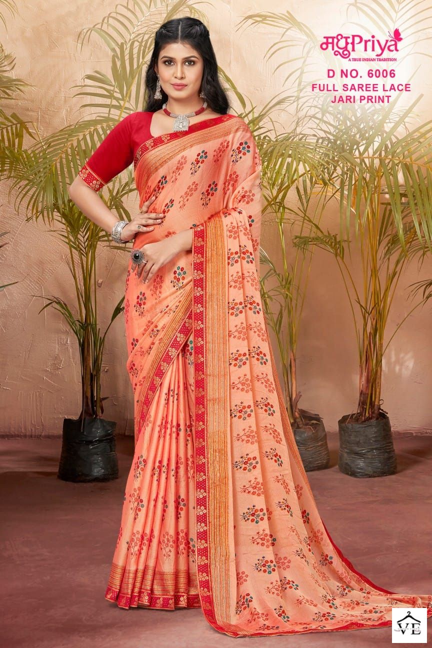 Madhupriya Black Berry D.No 6006 P C Moss Chiffon Wholesale Sarees Catalog — Wholesale Sarees, MPA wholesale from Surat — view 7