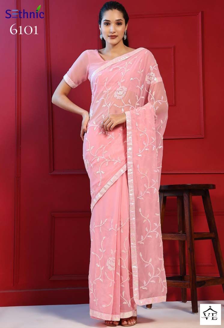 Vardan Ethnic Bling Vol 1 Georgette Wholesale Sarees Catalog — Wholesale Sarees, MPA wholesale from Surat — view 2