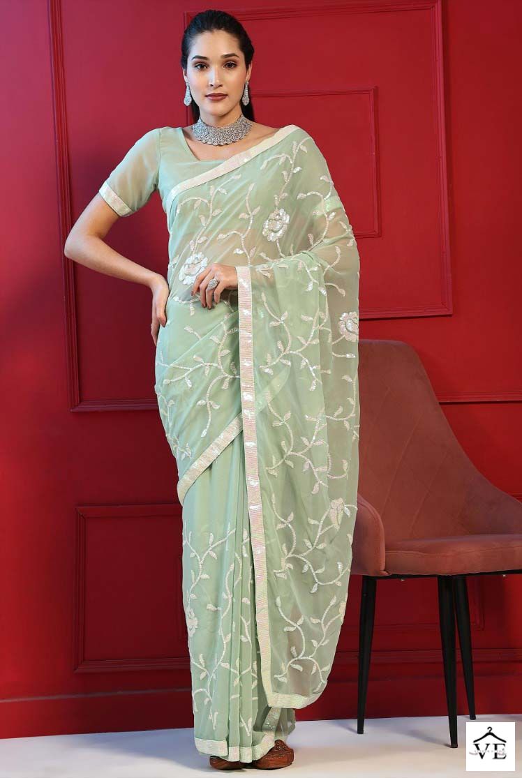 Vardan Ethnic Bling Vol 1 Georgette Wholesale Sarees Catalog — Wholesale Sarees, MPA wholesale from Surat — view 3
