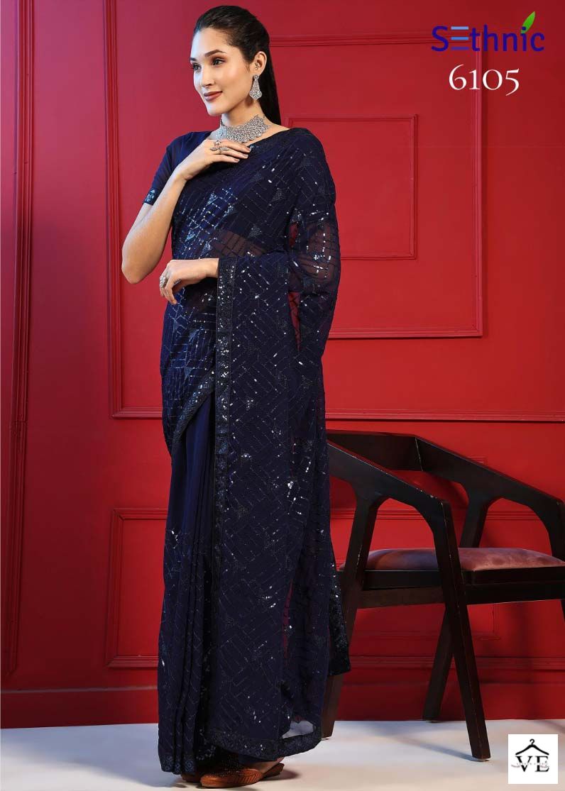 Vardan Ethnic Bling Vol 1 Georgette Wholesale Sarees Catalog — Wholesale Sarees, MPA wholesale from Surat — view 5
