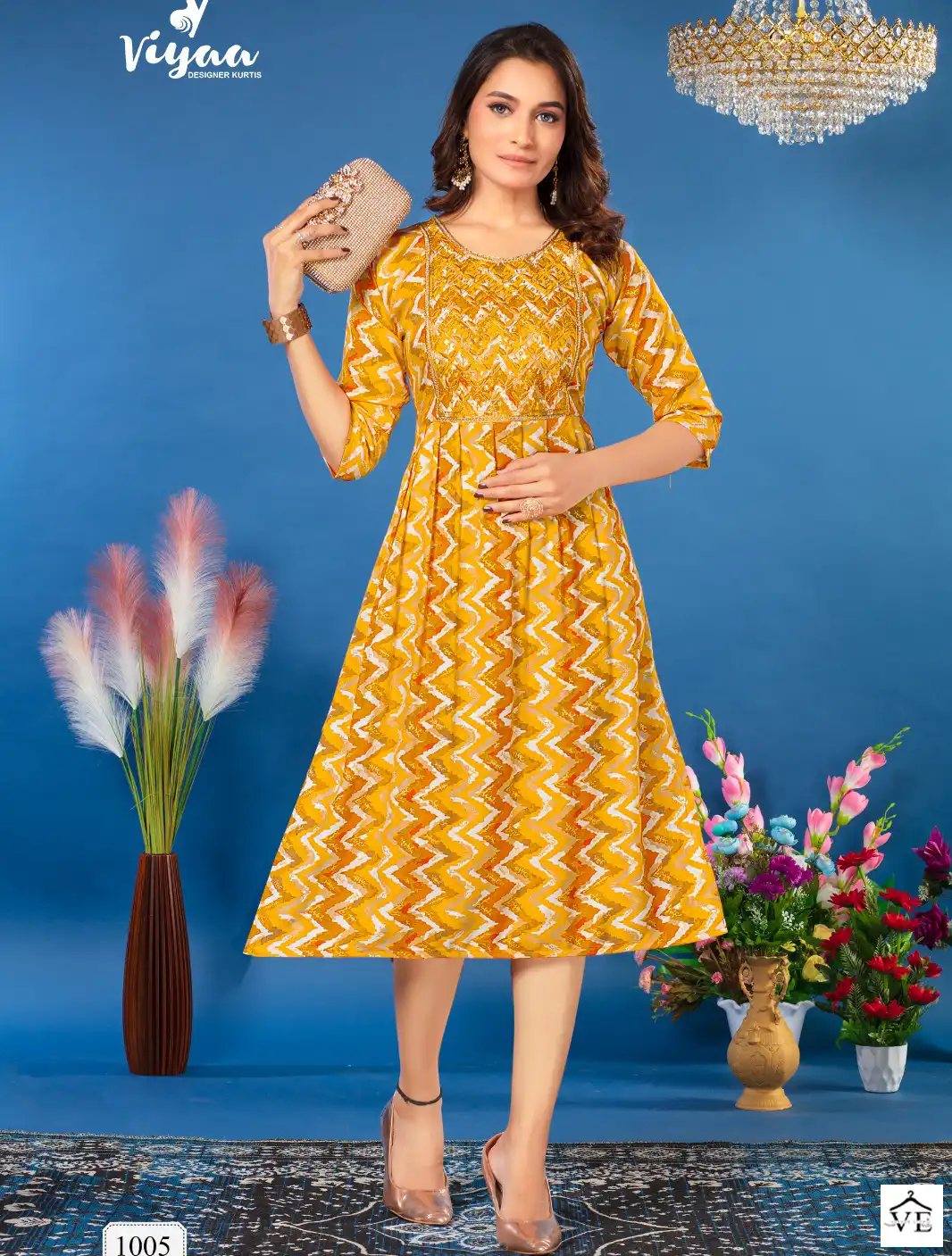 Vardan Ethnic Bubbly Pure Rayon Wholesale Long Kurtis Catalog — Wholesale Kurtis, MPA wholesale from Surat — view 1