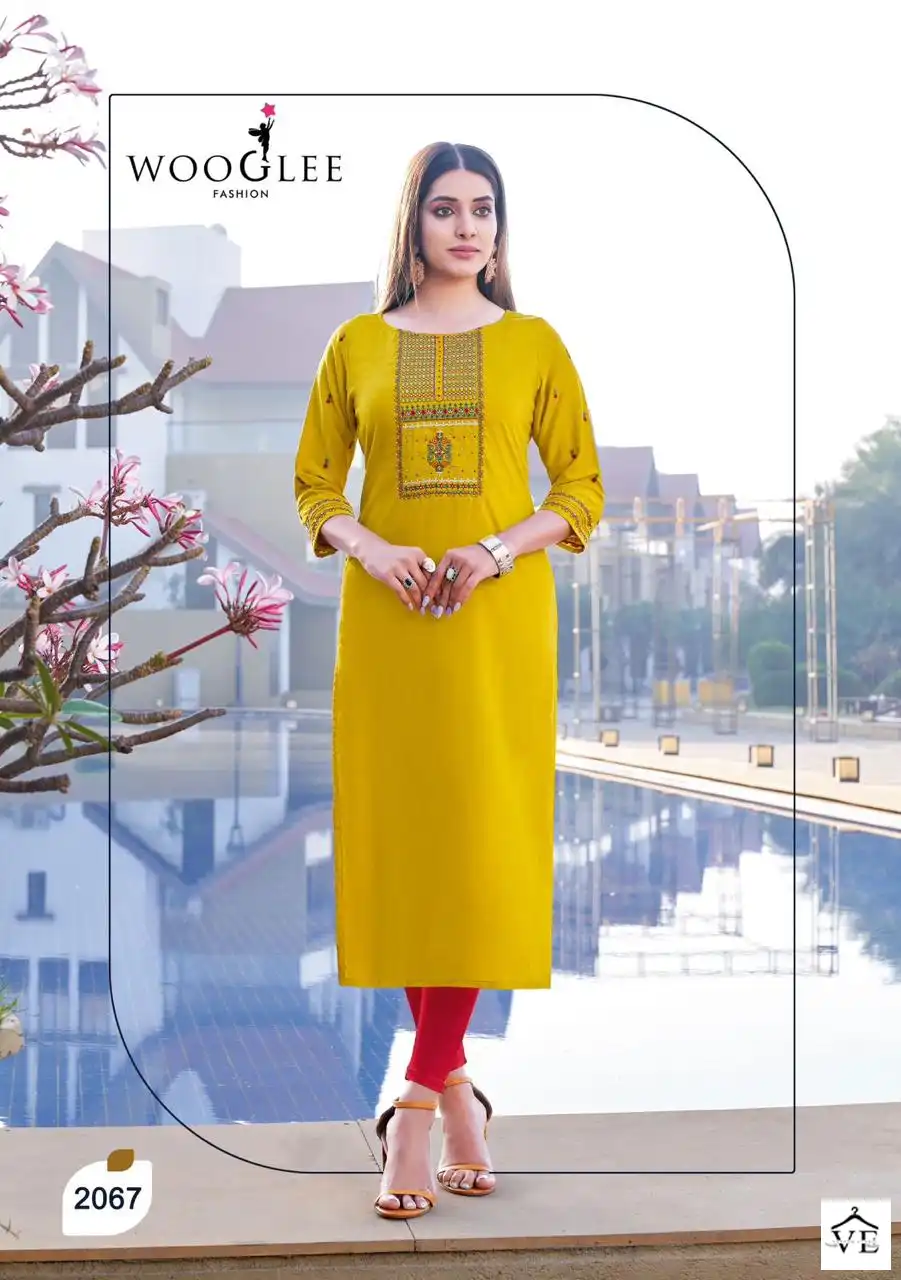 Wooglee Barbella 10 Heavy Rayon Wholesale Kurtis Catalog — Wholesale Kurtis, MPA wholesale from Surat - Gallery Image 2