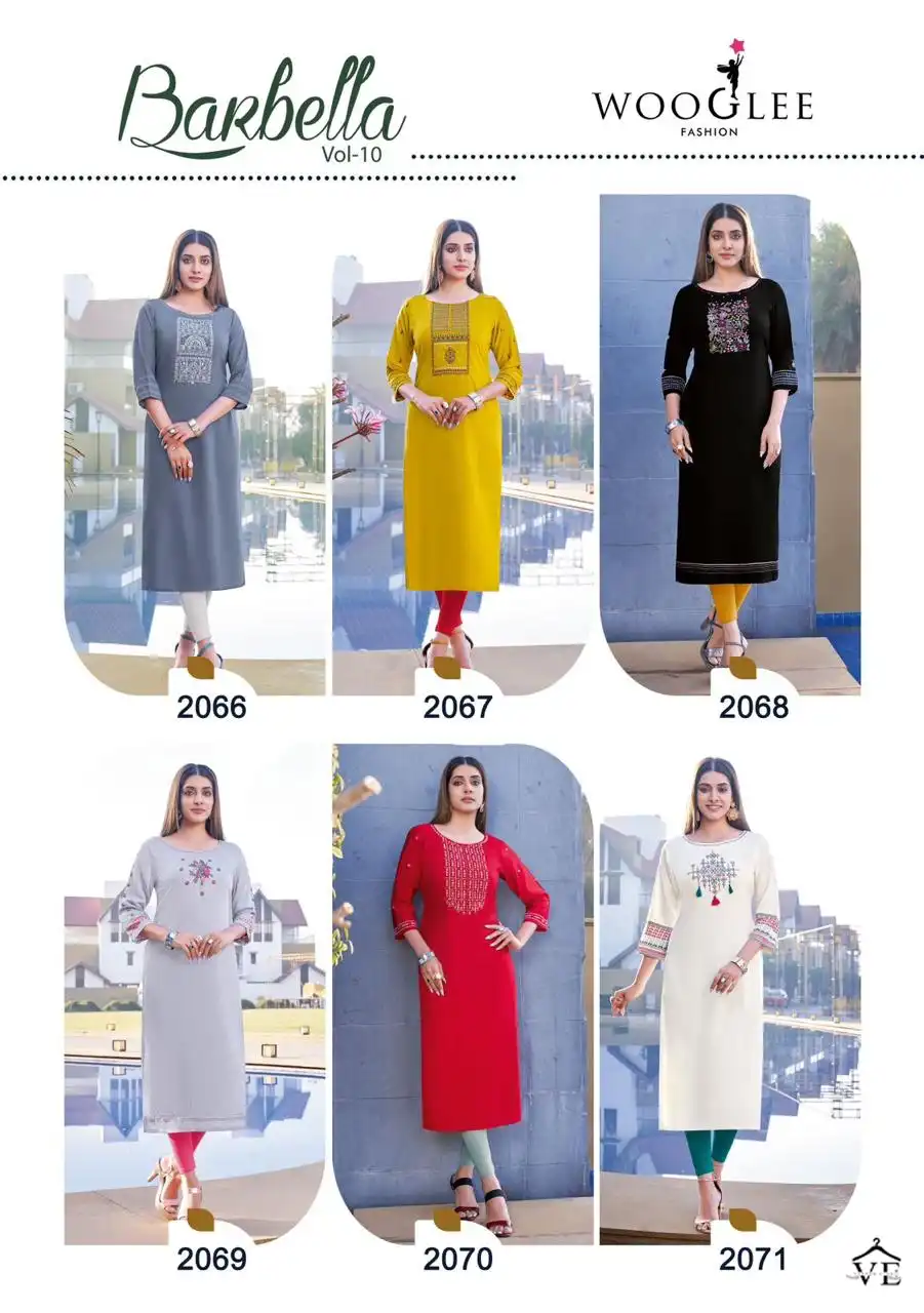 Wooglee Barbella 10 Heavy Rayon Wholesale Kurtis Catalog — Wholesale Kurtis, MPA wholesale from Surat — view 6