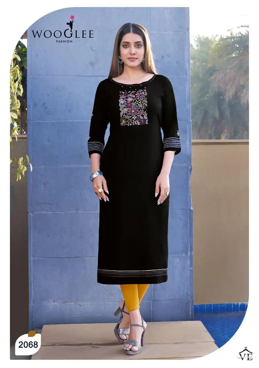Wooglee Barbella 10 Heavy Rayon Wholesale Kurtis Catalog — Wholesale Kurtis, MPA wholesale from Surat - Gallery Image 3
