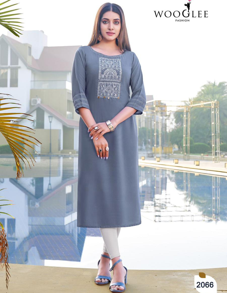 Wooglee Barbella 10 Heavy Rayon Wholesale Kurtis Catalog — Wholesale Kurtis, MPA wholesale from Surat — view 1