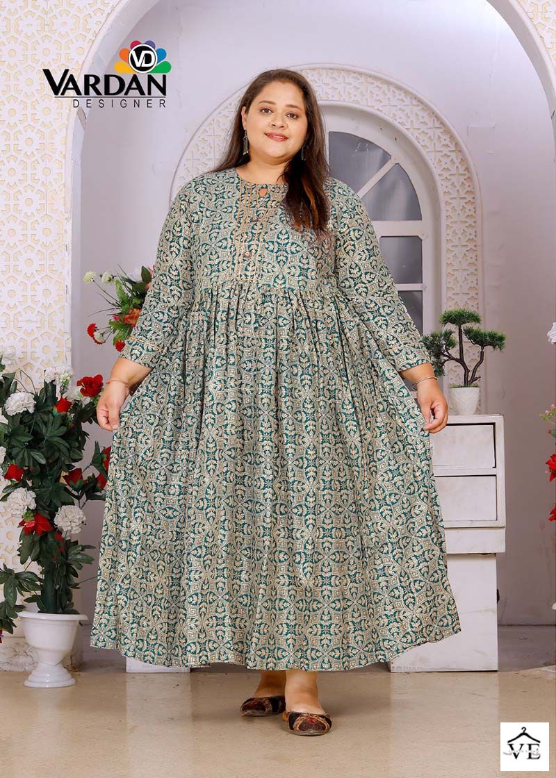 Vardan Designer Big Size Vol 1 Premium Rayon Wholesale Long Kurti Catalog — Wholesale Kurtis, MPA wholesale from Surat - Gallery Image 2