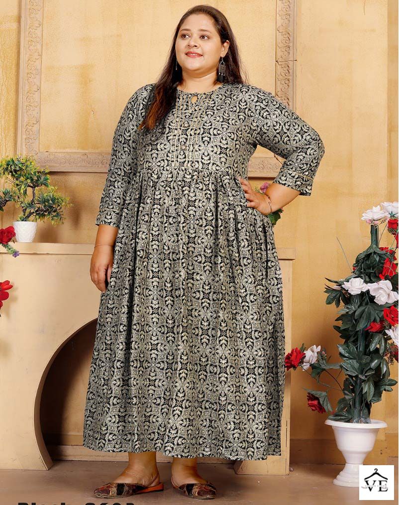 Vardan Designer Big Size Vol 1 Premium Rayon Wholesale Long Kurti Catalog — Wholesale Kurtis, MPA wholesale from Surat — view 1
