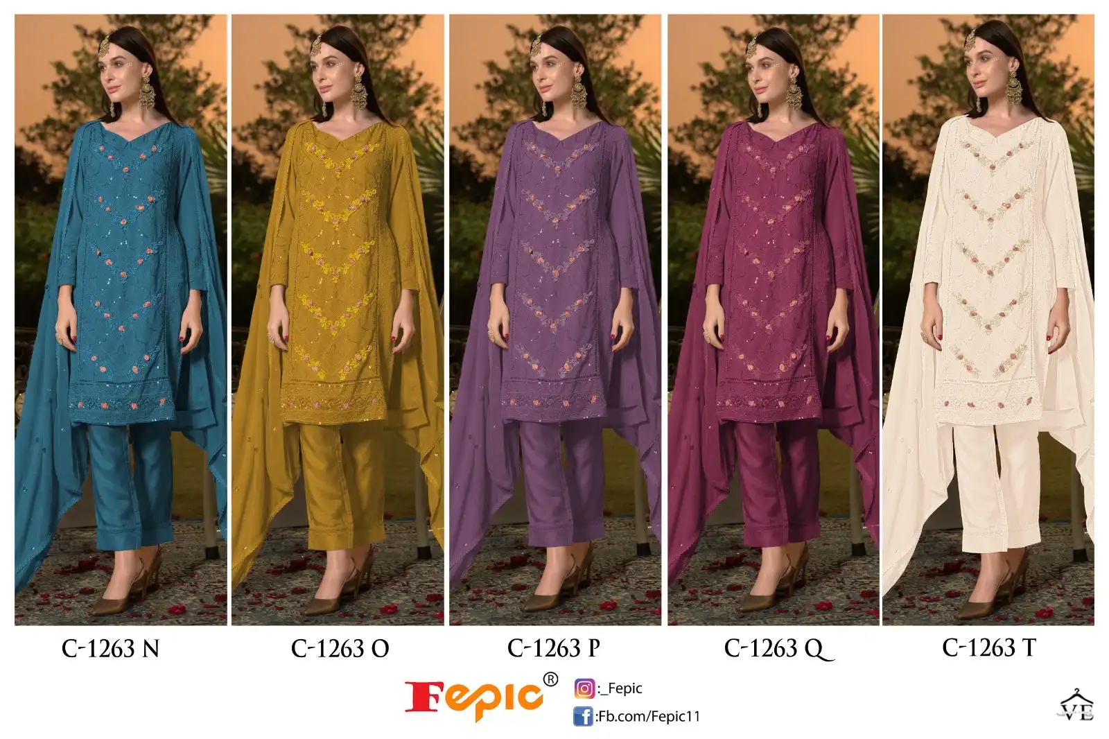 Fepic C-1263 Georgette Wholesale Pakistani Suits Catalog — Wholesale Salwar Suits, MPA wholesale from Surat — view 6