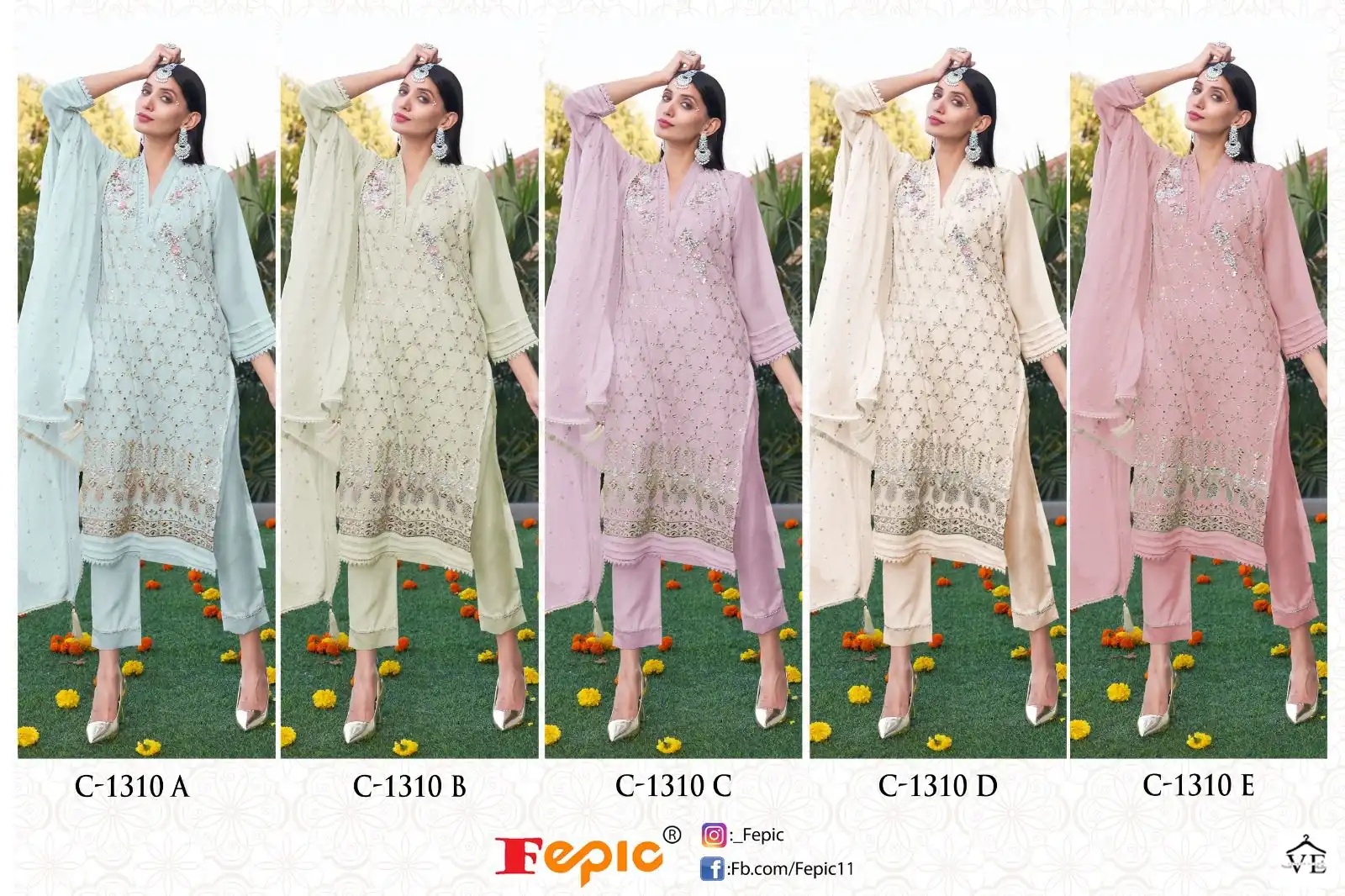 Fepic C-1310 Georgette Wholesale Pakistani Suit Catalog — Wholesale Salwar Suits, MPA wholesale from Surat - Gallery Image 6