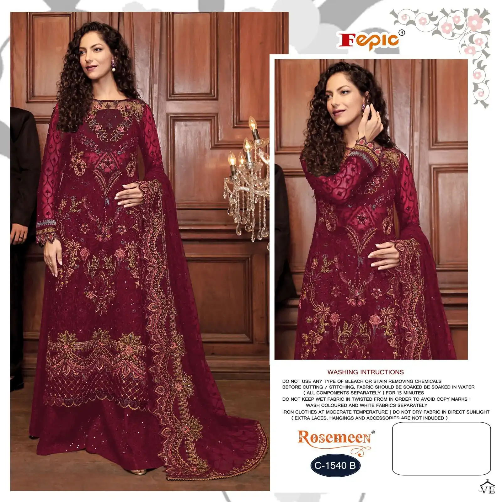 Fepic C-1540 Georgette Wholesale Pakistani Suits Catalog — Wholesale Salwar Suits, MPA wholesale from Surat - Gallery Image 2