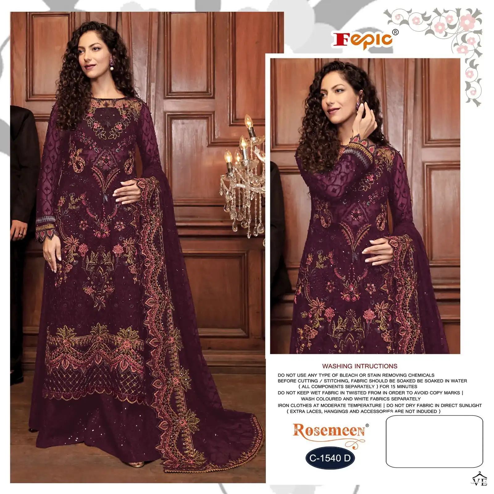 Fepic C-1540 Georgette Wholesale Pakistani Suits Catalog — Wholesale Salwar Suits, MPA wholesale from Surat - Gallery Image 3