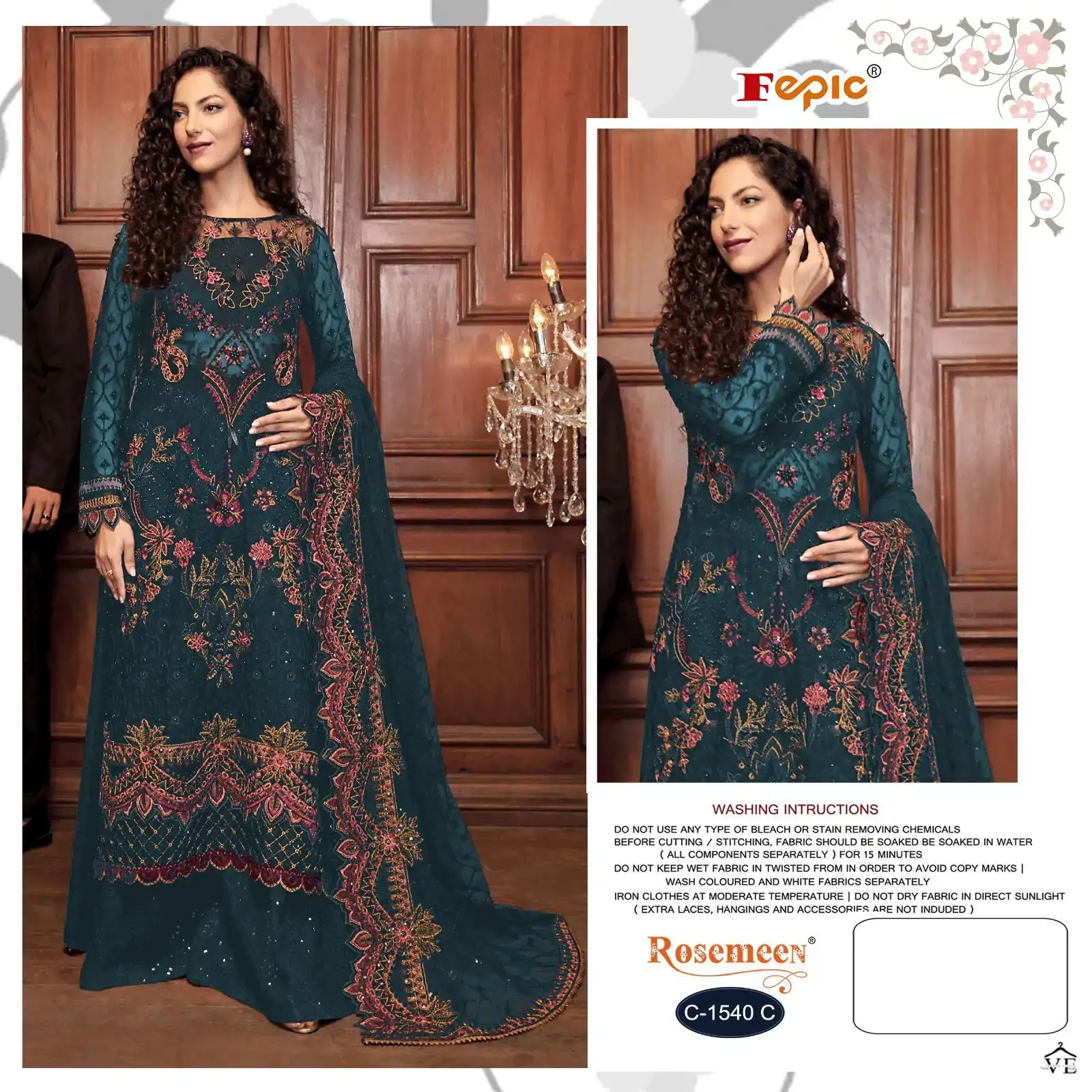 Fepic C-1540 Georgette Wholesale Pakistani Suits Catalog — Wholesale Salwar Suits, MPA wholesale from Surat - Gallery Image 4