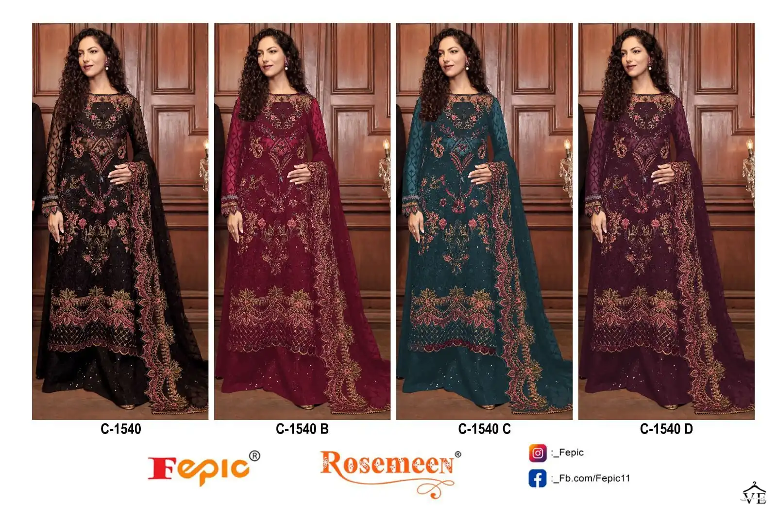 Fepic C-1540 Georgette Wholesale Pakistani Suits Catalog — Wholesale Salwar Suits, MPA wholesale from Surat — view 5