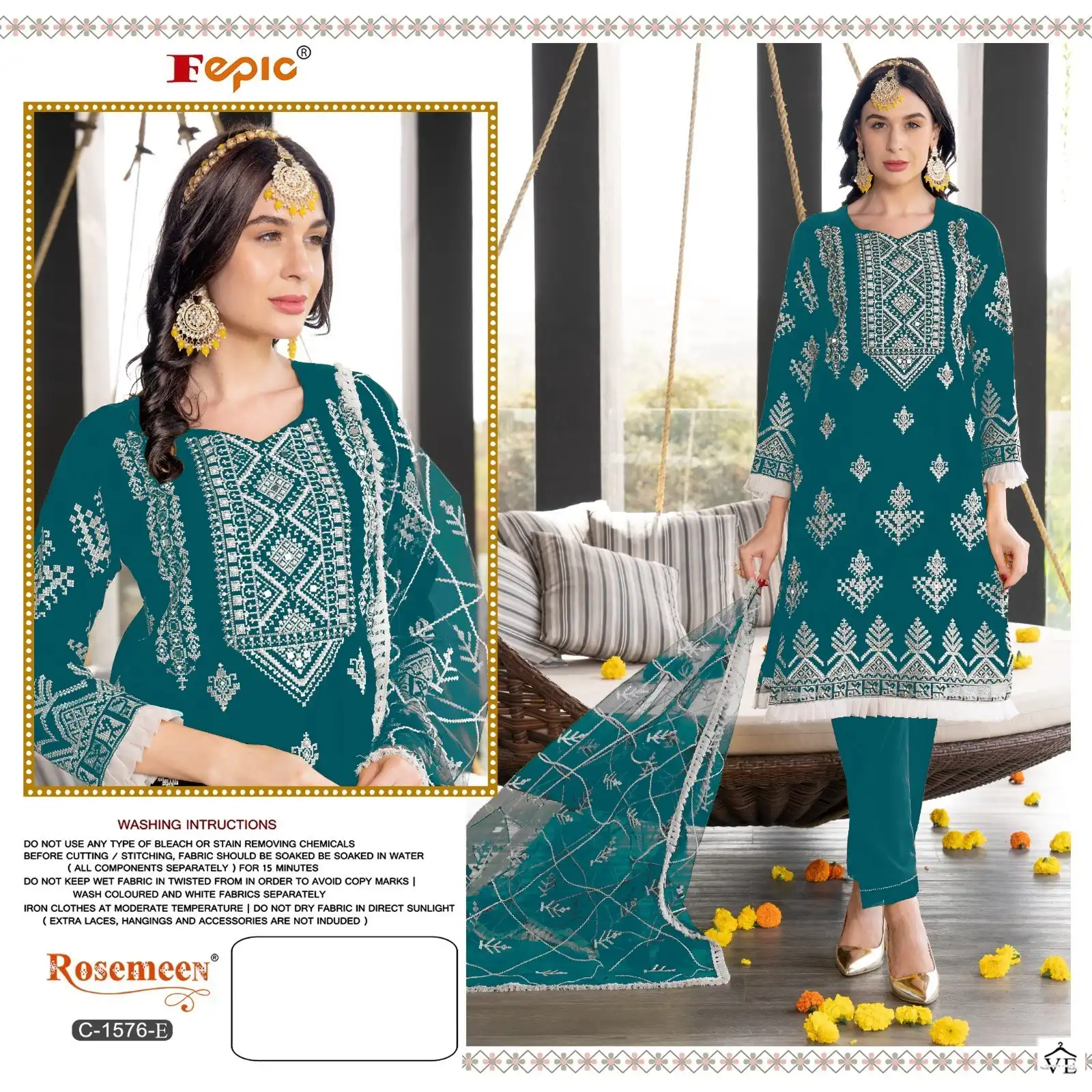 Fepic C1576 Organza Wholesale Pakistani Salwar Suit Catalog — Wholesale Salwar Suits, MPA wholesale from Surat - Gallery Image 2