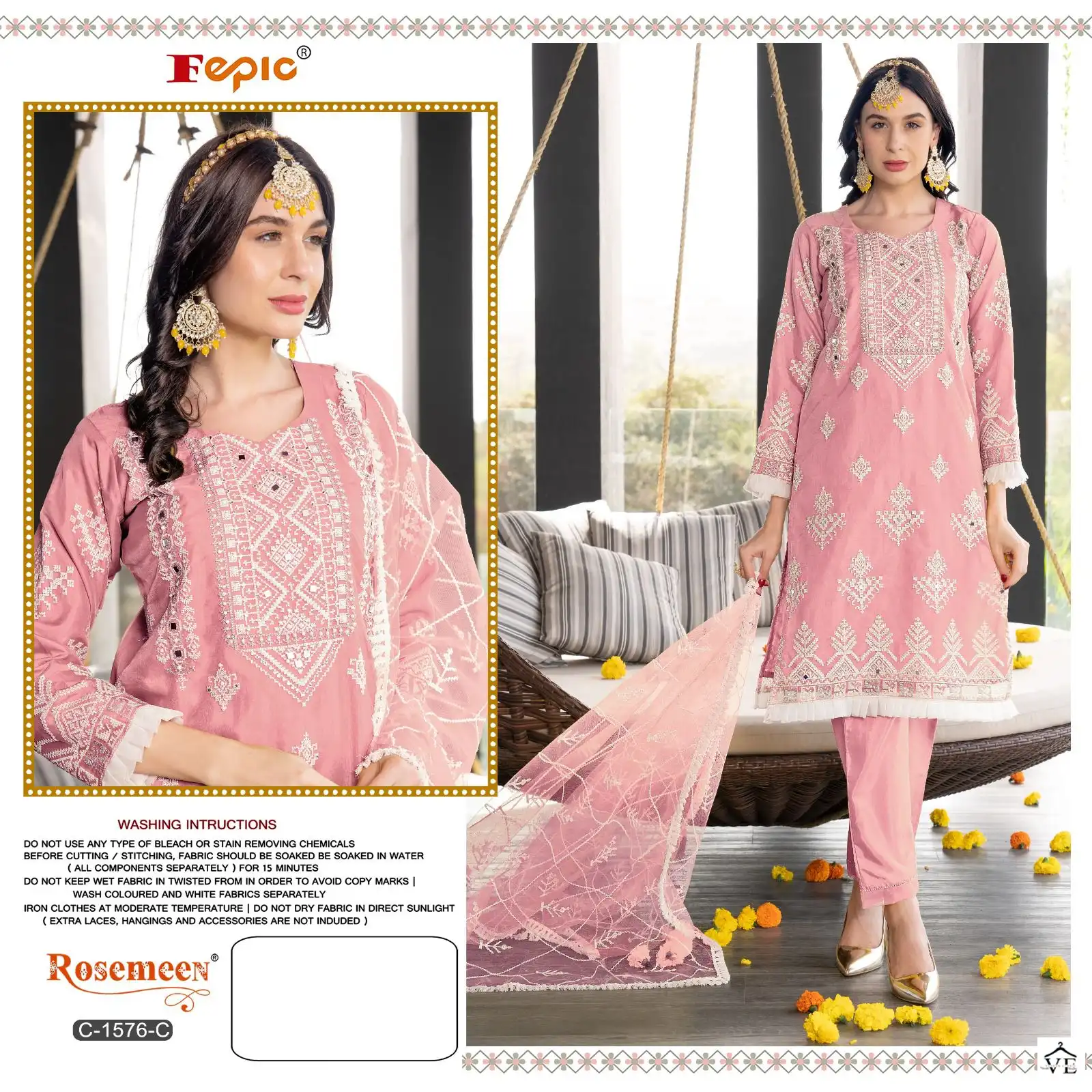 Fepic C1576 Organza Wholesale Pakistani Salwar Suit Catalog — Wholesale Salwar Suits, MPA wholesale from Surat - Gallery Image 3