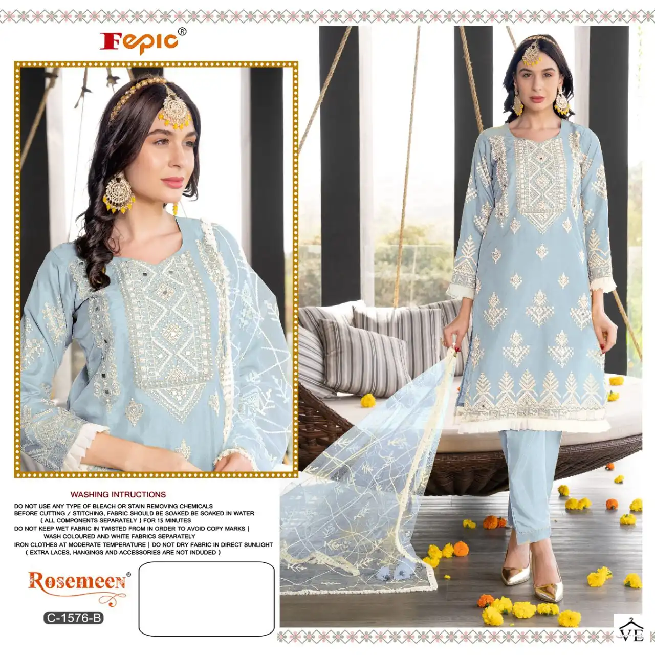Fepic C1576 Organza Wholesale Pakistani Salwar Suit Catalog — Wholesale Salwar Suits, MPA wholesale from Surat - Gallery Image 4