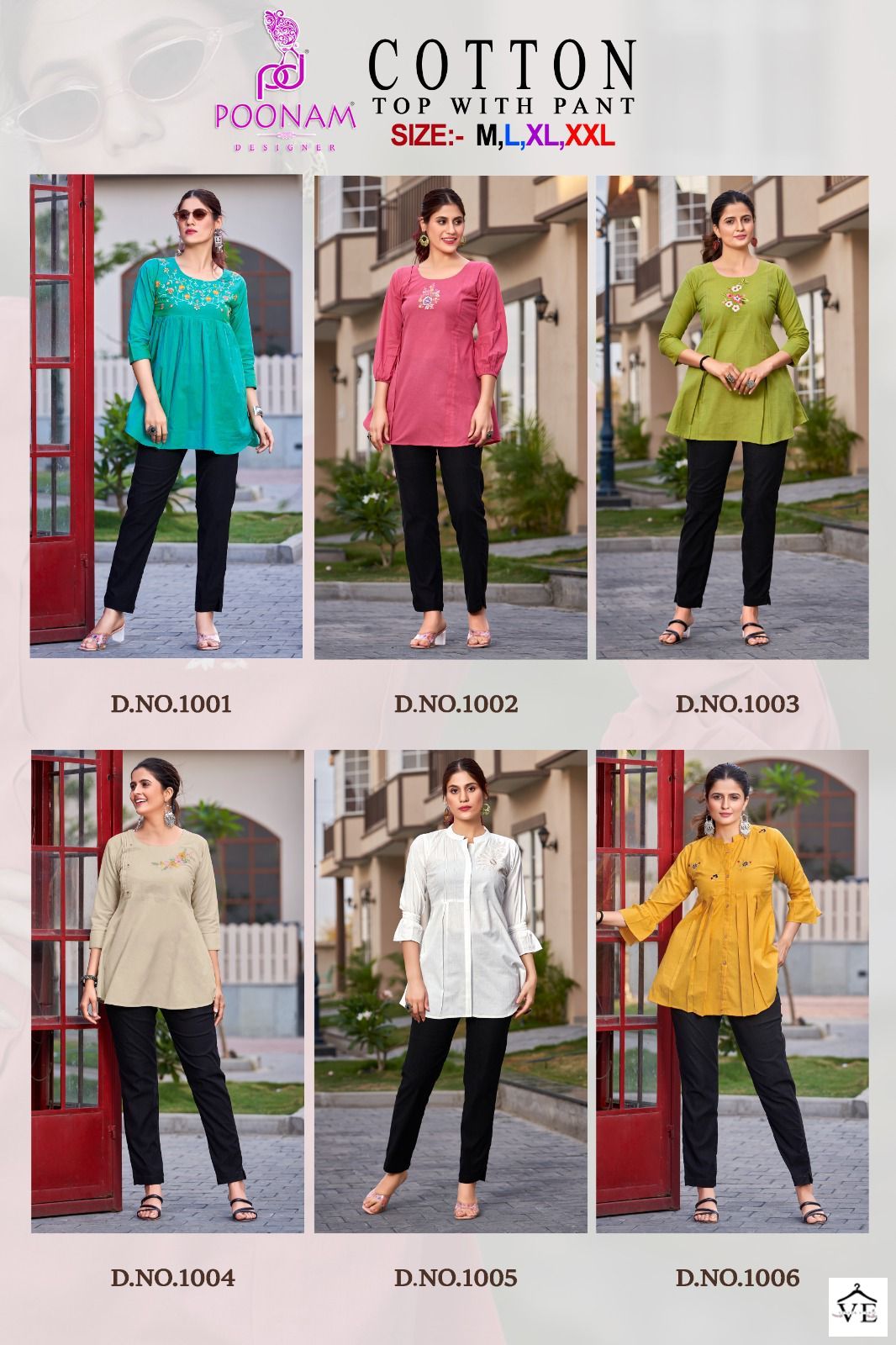 Poonam Designer Cotton 100 % Cotton Wholesale Kurti With Pant Catalog — Wholesale Kurtis, MPA wholesale from Surat — view 7
