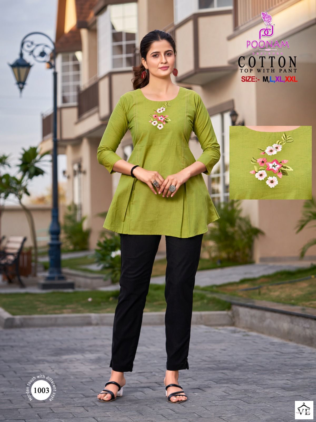 Poonam Designer Cotton 100 % Cotton Wholesale Kurti With Pant Catalog — Wholesale Kurtis, MPA wholesale from Surat - Gallery Image 4