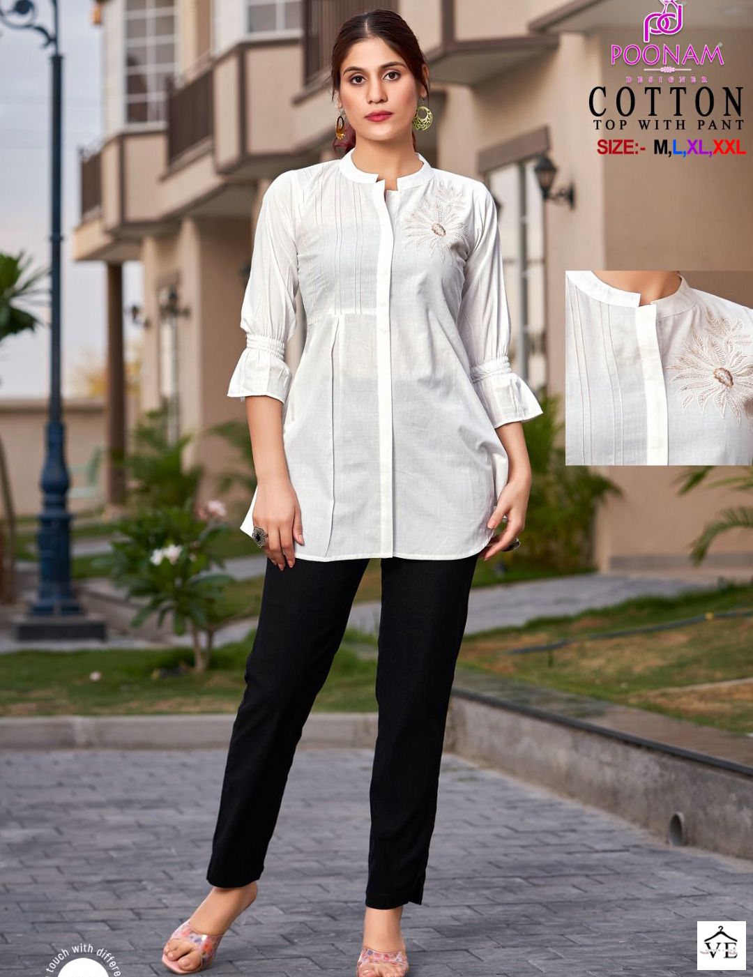 Poonam Designer Cotton 100 % Cotton Wholesale Kurti With Pant Catalog — Wholesale Kurtis, MPA wholesale from Surat — view 1