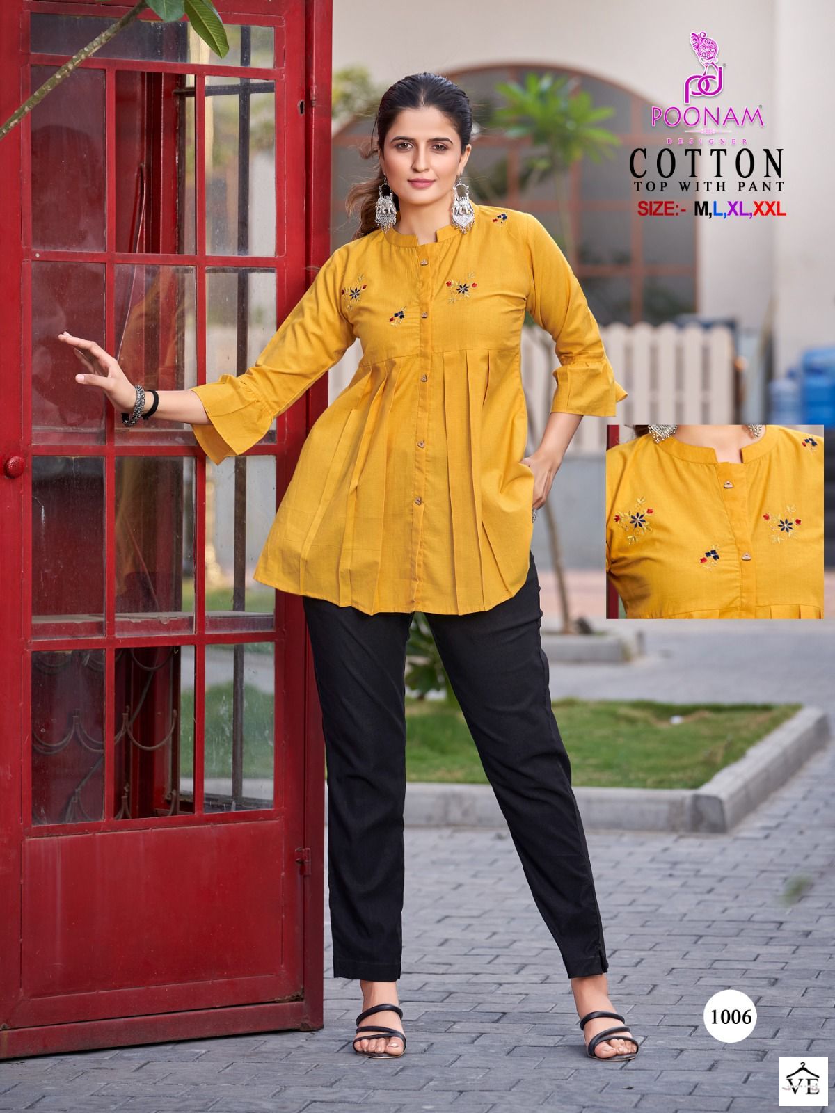 Poonam Designer Cotton 100 % Cotton Wholesale Kurti With Pant Catalog — Wholesale Kurtis, MPA wholesale from Surat - Gallery Image 6