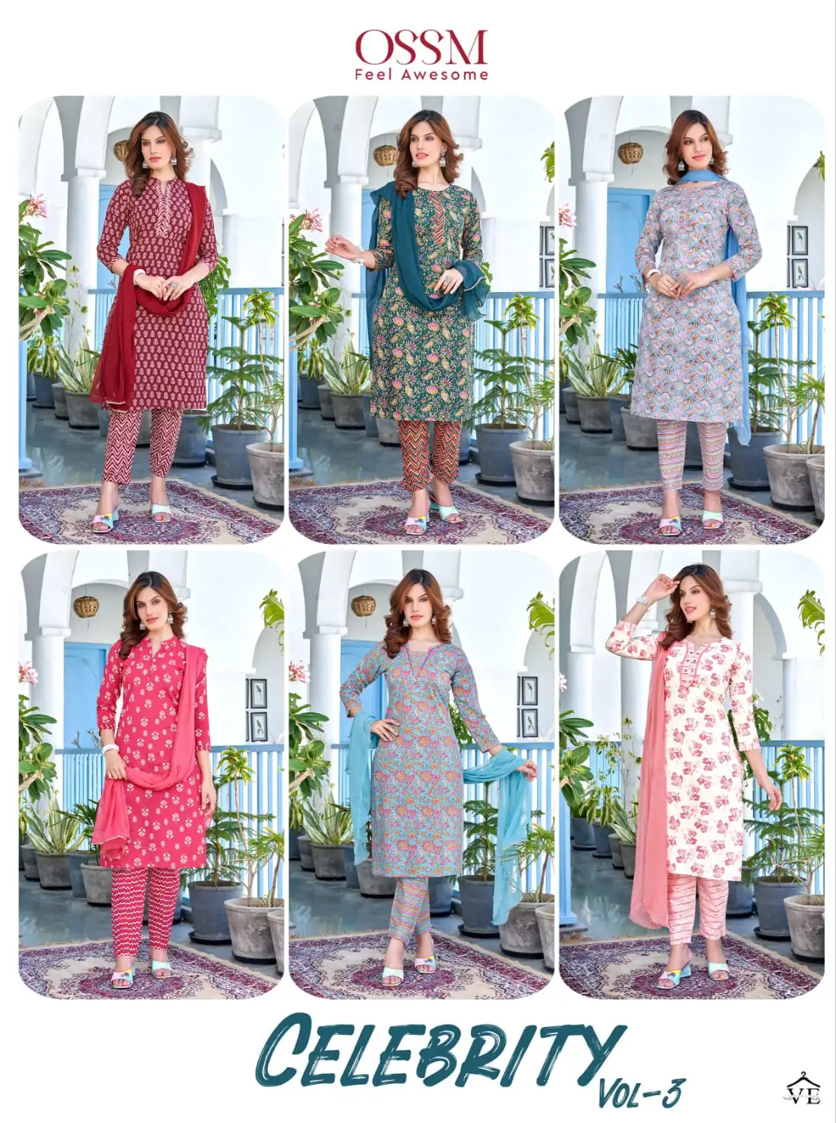 Ossm Celebrity Vol 3 Cotton Print Wholesale Readymade Salwar Suit Catalog — Wholesale Salwar Suits, MPA wholesale from Surat — view 7