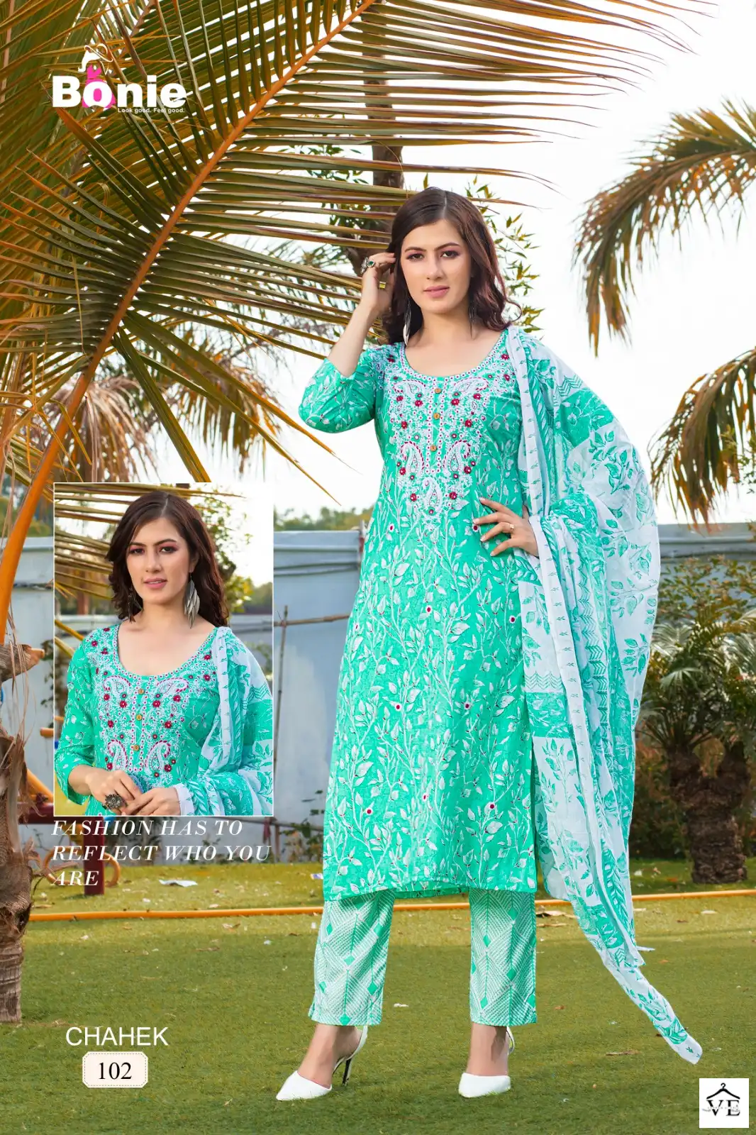 Bonie Chahek Cotton Wholesale Readymade Salwar Suit Catalog — Wholesale Salwar Suits, bonie wholesale from Surat — view 3