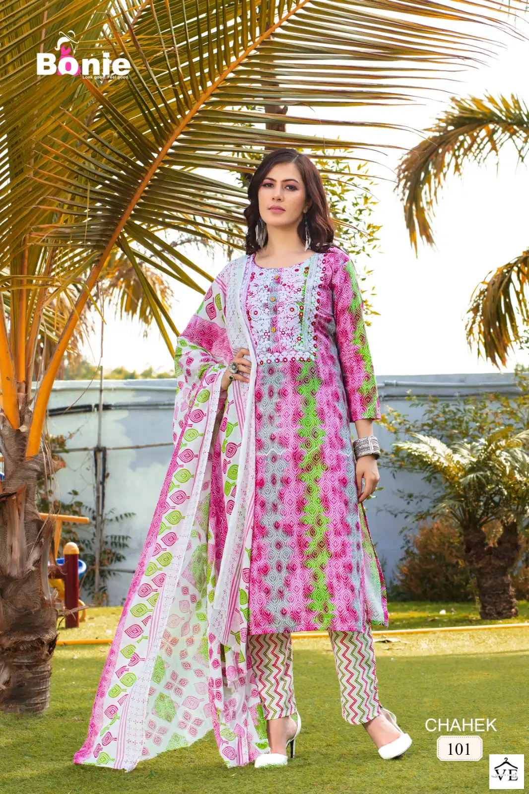 Bonie Chahek Cotton Wholesale Readymade Salwar Suit Catalog — Wholesale Salwar Suits, bonie wholesale from Surat — view 4