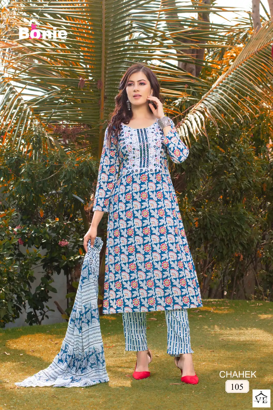 Bonie Chahek Cotton Wholesale Readymade Salwar Suit Catalog — Wholesale Salwar Suits, bonie wholesale from Surat — view 5