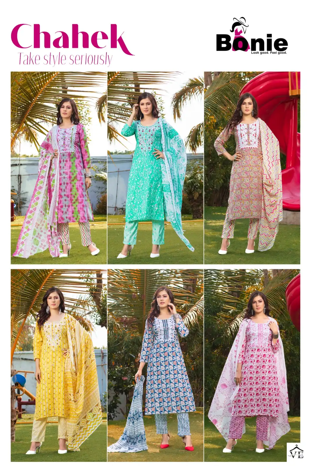 Bonie Chahek Cotton Wholesale Readymade Salwar Suit Catalog — Wholesale Salwar Suits, bonie wholesale from Surat — view 7