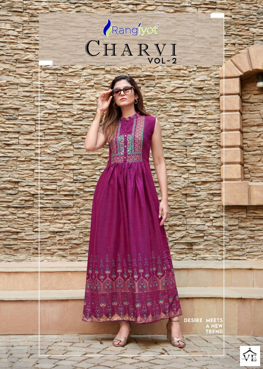 Rangjyot Charvi Vol 2 Rayon Two Tone Wholesale Long Gown Catalog — Wholesale Kurtis, MPA wholesale from Surat — view 2