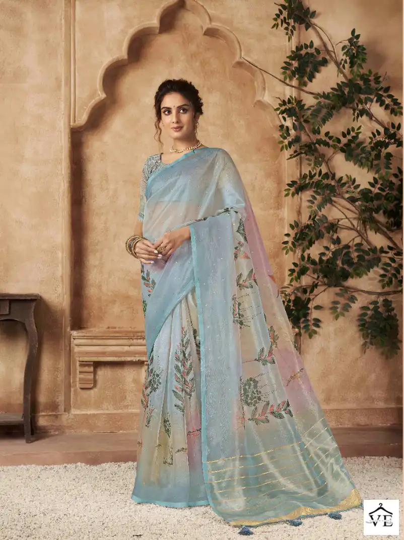 Pankh Chhapa Vol 3 Organza Wholesale Sarees Catalog - Image 7