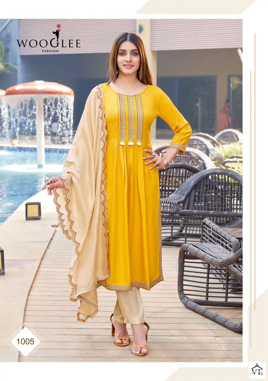 Wooglee Coral Rayon Weaving Wholesale Readymade Salwar Suit Catalog — Wholesale Salwar Suits, MPA wholesale from Surat - Gallery Image 3