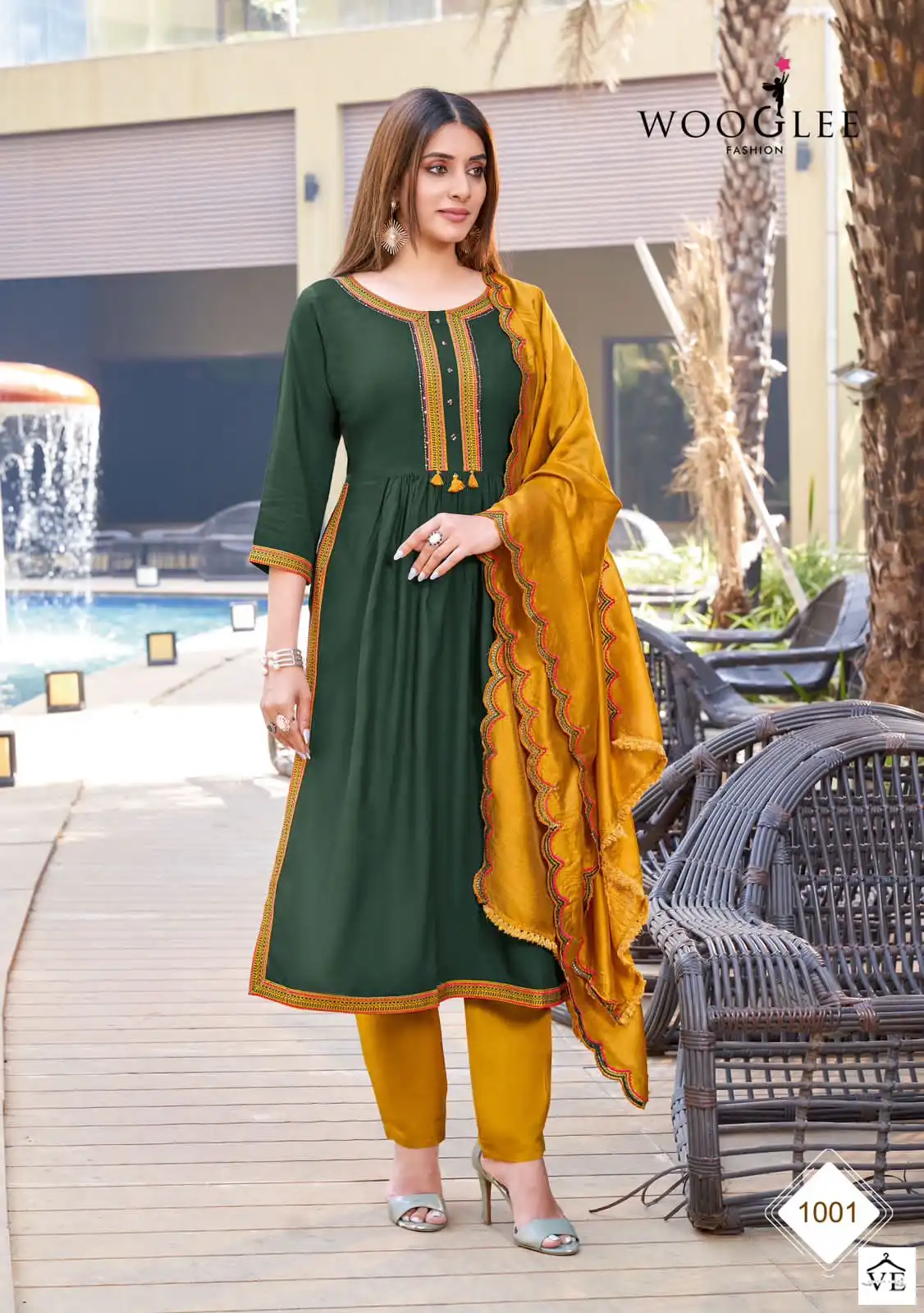 Wooglee Coral Rayon Weaving Wholesale Readymade Salwar Suit Catalog — Wholesale Salwar Suits, MPA wholesale from Surat - Gallery Image 4
