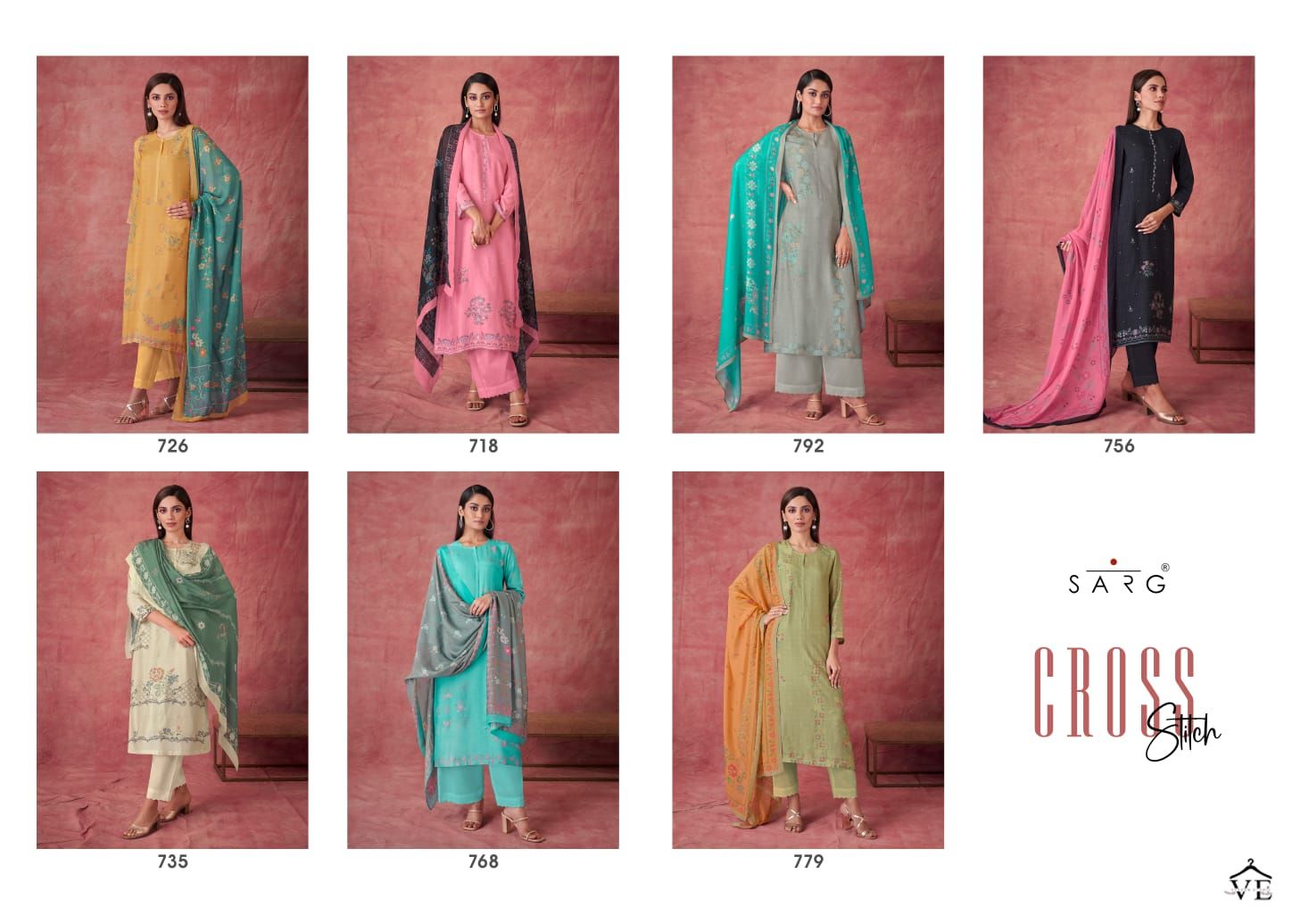 Sarg Cross Stich Muslin Silk Wholesale Designer Salwar Suit Catalog — Wholesale Salwar Suits, MPA wholesale from Surat — view 8