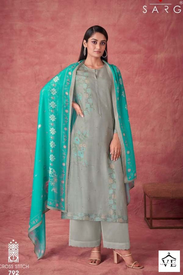 Sarg Cross Stich Muslin Silk Wholesale Designer Salwar Suit Catalog — Wholesale Salwar Suits, MPA wholesale from Surat - Gallery Image 5