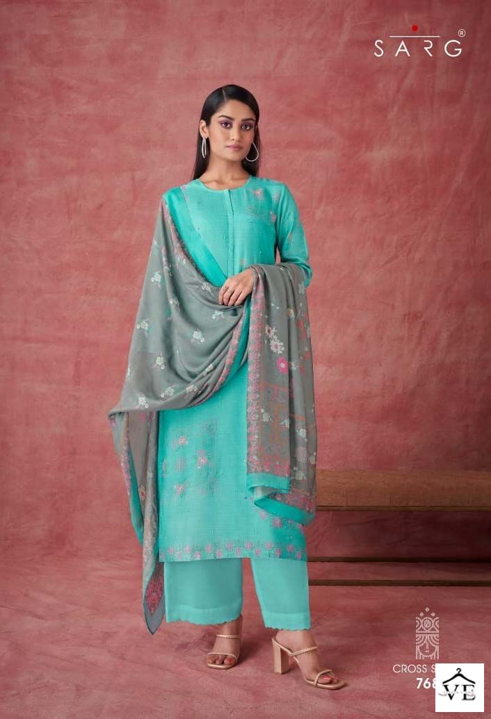 Sarg Cross Stich Muslin Silk Wholesale Designer Salwar Suit Catalog — Wholesale Salwar Suits, MPA wholesale from Surat - Gallery Image 6